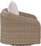 Seacrest - Olefin Water Resistant Fabric And Wicker Outdoor Patio Swivel Chair