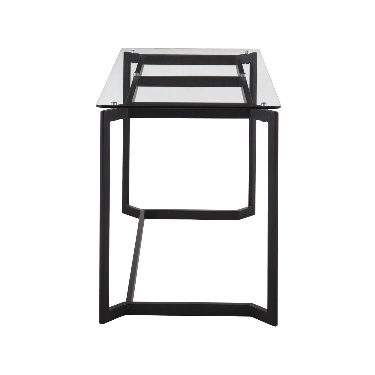 Masters - Modern Office Desk - Black Steel With Clear Glass Top