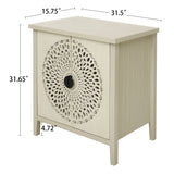 Hollow Carved 2 Door Accent Cabinet Sideboard Buffet Storage Cabinet With Adjustable Shelf For Entryway Living Room Bedroom - Natural