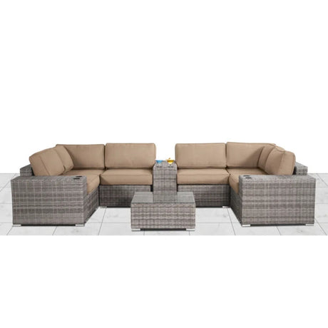 Modern Patio Rattan Sectional Set With Cushions