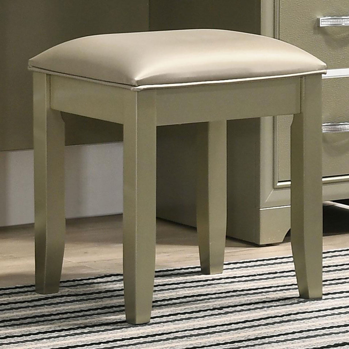 Vanity Stool With Padded Seat - Gold