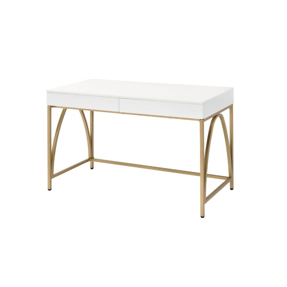 Lightmane - Writing Desk Same Ac00900) - White High Gloss & Gold