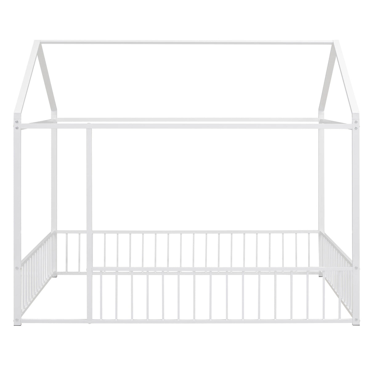 Metal Bed House Bed Frame With Fence