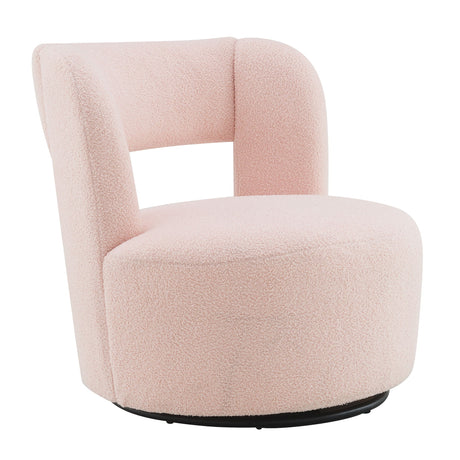 Swivel Comfy Round Barrel Chair With Soft Teddy Fabric For Living Room