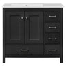Bathroom Vanity With Ceramic Sink Combo, Abundant Storage Cabinet 2 Soft Close Doors And 5 Drawers