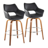 Mustang - Fixed-Height XL Barstool (Set of 2) - Walnut Wood