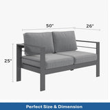 All Weather Patio Loveseat With Thick Cushions - Gray / Gray