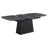 Potero - Faux Marble Extension Leaf Dining Table - Black