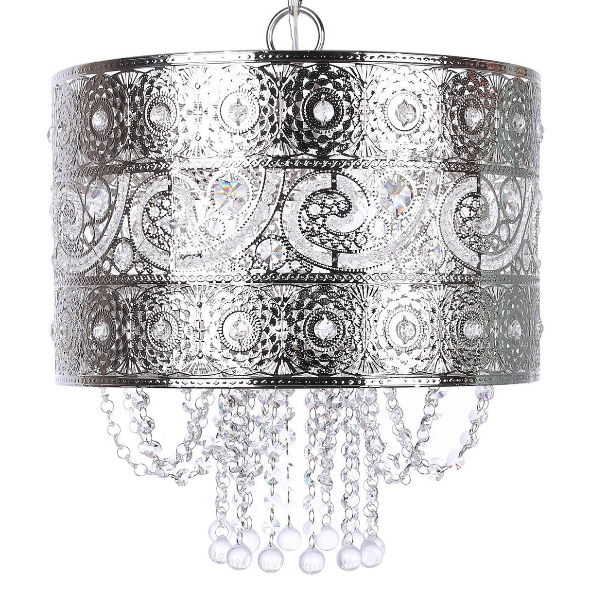 Tangier - Metal Pendant Lamp - Polished Nickel, Clear Crystal