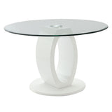 Larry - Glass Top Round Dining Table - White High Gloss