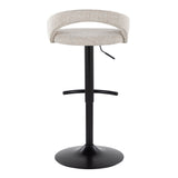 Grotto - Upholstered Adjustable Barstool - Black Metal Base