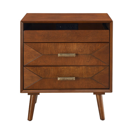 Nightstand With Charging Station, 2 Drawers And Open Shelf, USB / Type C Ports