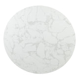 Clayten - Round Dining Table With Marble - White Natural Marble Top & Espresso