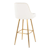 Studded - Marcel Fixed-Height Barstool (Set of 2) - Gold Metal