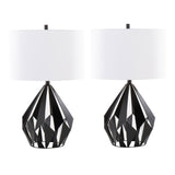 Geo - Me Tri Contemporary Table Lamp (Set of 2) - Matte Black / White