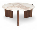 Varenna - Marble Top And Acacia Wood Base Coffee Table - Cream