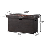 Custer - Rectangular Fire Pit 50, 000 Btu Magnesium Oxide - Brown
