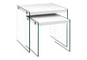 Accent Nesting Table Clear Tempered Glass For Living Room (Set of 2)
