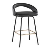 Grotto - Upholstered Fixed-Height Counter Stool - Black Metal