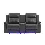 Ian - Power Reclining Sofa With LED Lighting, Surround Sound & Subwoofer - Charcoal