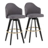 Ahoy - Upholstered Fixed-Height Barstool (Set of 2) - Black Base, Gold Footrest