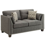 Laurissa - Loveseat With 4 Pillows - Light Charcoal Linen