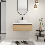 Wall Mounted Bathroom Vanity With Art Sink & 1 Soft Close Drawer