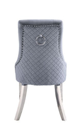 Satinka - Fabric Side Chair (Set of 2) - Gray & Mirrored Silver