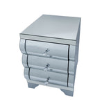 Nightstand With 3 Drawers, Bedside Table For Bedroom - Silver
