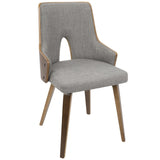 Stella - Mid-Century Modern Dining / Accent Chair (Set of 2) - Walnut Wood With Light Gray Fabric