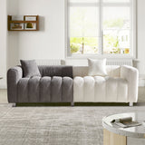 3 Seater Sofa With Metal Base Legs And 2 Pillows In +, 87.4" Premium Couch For Living Room - White / Gray
