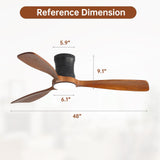 48" Ceiling Fan With Light, Dimmable LED With Memory, Quiet DC Motor - Matte Black