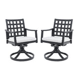 Modern Classic Outdoor Dining Swivel Rockers With Sunbrella Cushion, Lattice Design, Weather Resistant Frame (Set of 2) - Ember Black