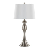 Ashland - Contemporary Metal Table Lamp (Set of 2) - Brushed Nickel With White Linen Shade From Grandview Gallery