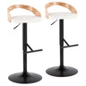 Grotto - Adjustable Barstool (Set of 2) - White Faux Leather And Zebra Wood