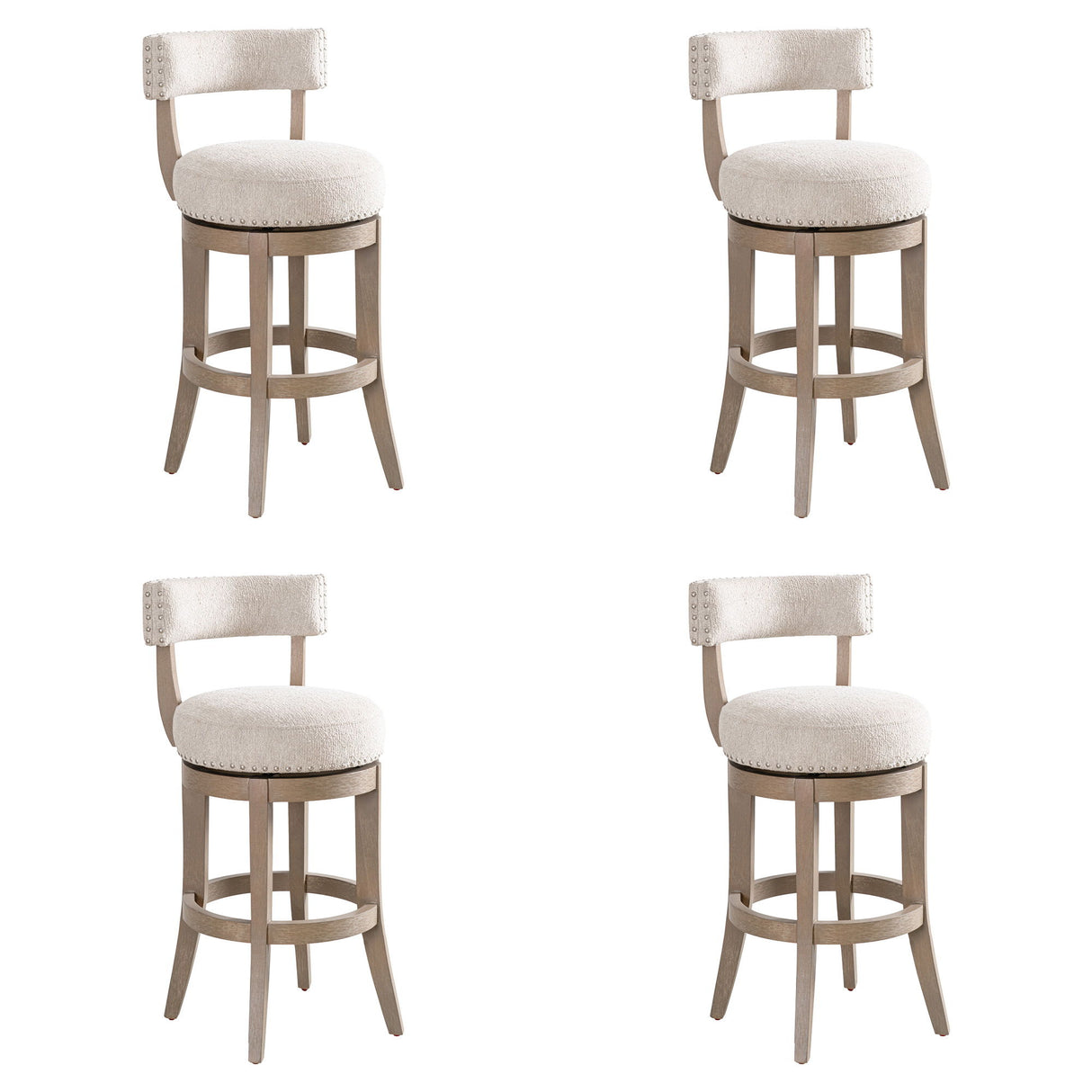 Mystic - Solid Wood Upholstered 30" Bar Height Swivel Barstool