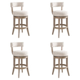 Mystic - Solid Wood Upholstered 30" Bar Height Swivel Barstool