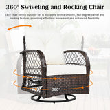3 Piece Outdoor Chair & Table Set Chat Set, 2 Person Rattan Seating Group