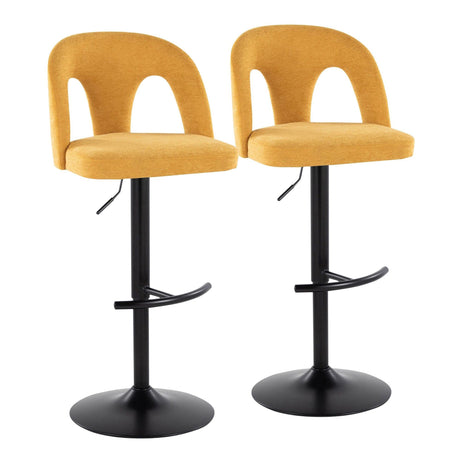 Ava - Upholstered Adjustable Barstool (Set of 2) - Black Metal