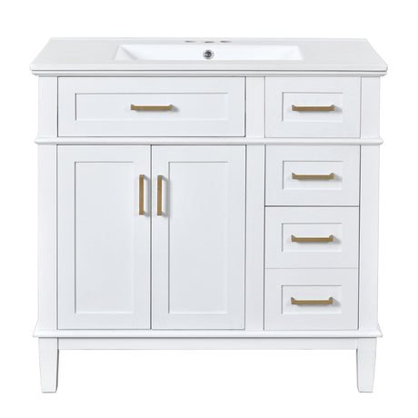 Modern Bathroom Vanity With Ceramic Sink, Soft Close Storage Cabinet