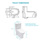 1 Piece Toilet For Bathroom, Dual Flush 1.22/1.6 Gpf, Soft Closing Seat - White