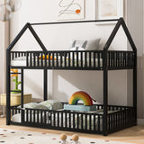 Metal House Bunk Bed With Fence And Door