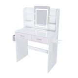 Elegant LED Mirror Vanity Dressing Table With Adjustable Lights, Drawers & Storage - White