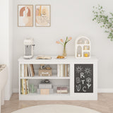 3 In 1 Bookshelf And Toy Storage Cabinet With Chalkboard, Organizer For Playroom Featuring And Spacious Storage - White
