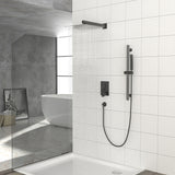 Wall Mounted Shower System With Adjustable Slide Bar And Rough In Valve - Matte Black