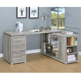 Transitional L Shape Computer Desk With Multiple Storage And Built In File Cabinet