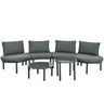 6 Piece Patio Set, Half Moon Outdoor Sectional Sofa With 2 High Low Coffee Tables, 4 Pillows & Cushions