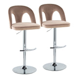 Ava - Upholstered Adjustable Barstool (Set of 2) - Chrome Metal