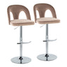 Ava - Upholstered Adjustable Barstool (Set of 2) - Chrome Metal