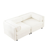 Stylish Chenille Sofa With Storage Seat And Cylindrical Backrest